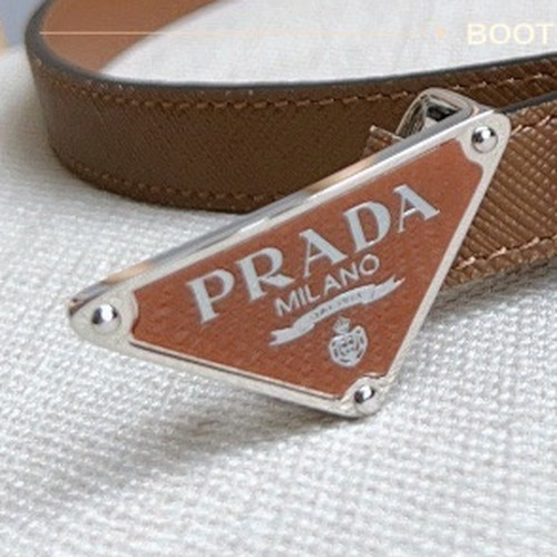 프라다 사피아노 레더 트라이앵글 버클 슬림 벨트 Prada Saffiano Leather Triangle Buckle Slim Belt 1.5cm
