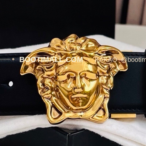 베르사체 카프스킨 메두사 리버서블 블랙 브라운 벨트 Versace Calfskin Medusa Reversible Black Brown Belt 4cm