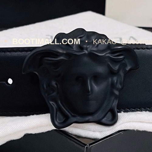 베르사체 카프스킨 메두사 리버서블 블랙 브라운 벨트 Versace Calfskin Medusa Reversible Black Brown Belt 4cm