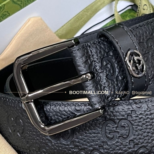 구찌 리치드 카프스킨 G 핀버클 블랙 벨트 Gucci Grained Calfskin G Pin Buckle Black Belt 3.5cm