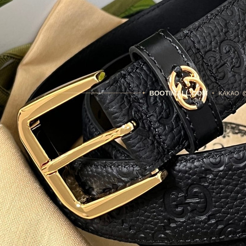 구찌 리치드 카프스킨 G 핀버클 블랙 벨트 Gucci Grained Calfskin G Pin Buckle Black Belt 3.5cm