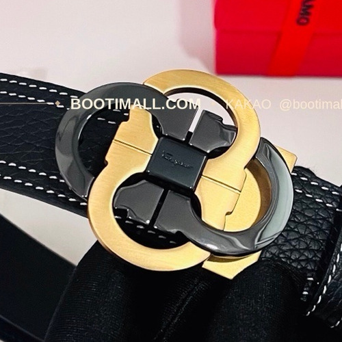 페라가모 간치니 더블버클 카프스킨 리버서블 벨트 Ferragamo Gancini Double Buckle Calfskin Reversible Belt 3.5cm