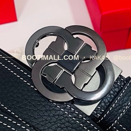 페라가모 간치니 더블버클 카프스킨 리버서블 벨트 Ferragamo Gancini Double Buckle Calfskin Reversible Belt 3.5cm